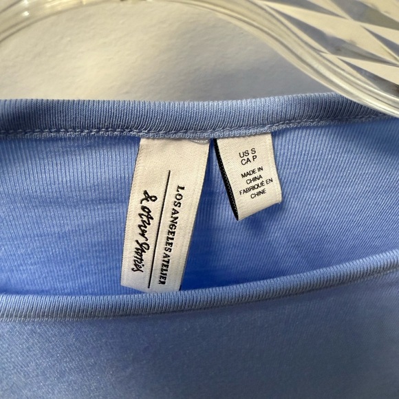 & other stories Los Angeles Blue Long Sleeve Ruched Top - Picture 2 of 4